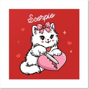 Scorpio Sassy Valentines Kitty Posters and Art